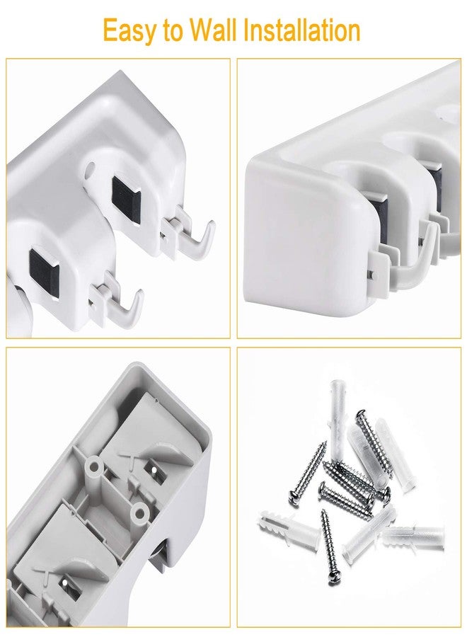 Champs White 5-Slot Wall Mounted Mop Broom Holder, 16" x 3.5" x 2.5", Modern Style, 25 lbs Capacity, Garage, Laundry, Kitchen - Image 4